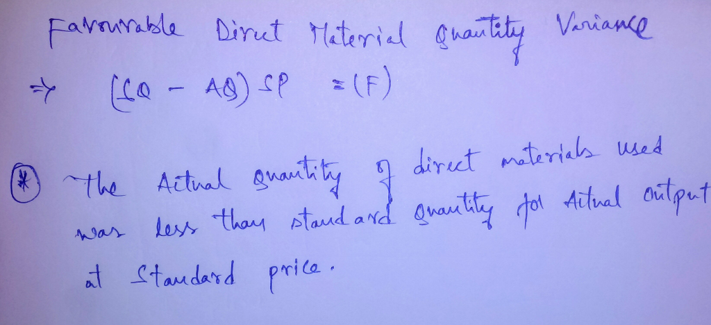 A favorable direct materials quantity variance indicates which of the following?