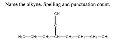 Name the alkyne spelling and punctuation count