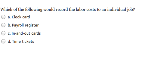 Which of the following would record the labor costs to an individual job?