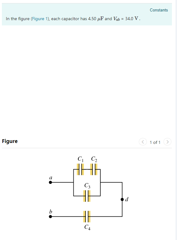 Calculate the charge on capacitor c1.