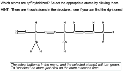 Select the sp2 appropriate atoms by clicking them so that they are highlighted.