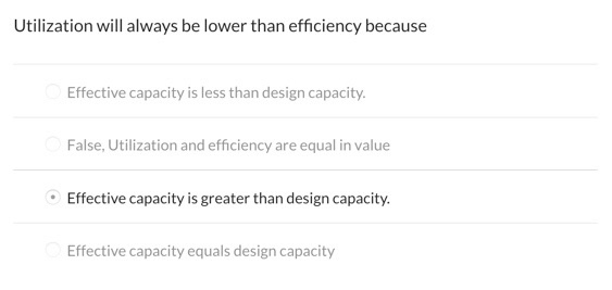 Utilization will always be lower than efficiency because: