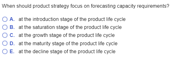 When should product strategy focus on forecasting capacity requirements?