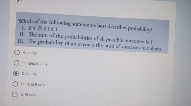 Which best describes probability?