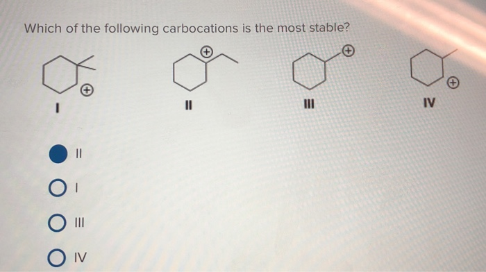 Which of the following carbocations is the most stable?
