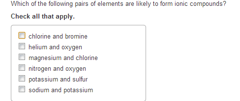Which of the following pairs of elements is most likely to form an ionic compound?