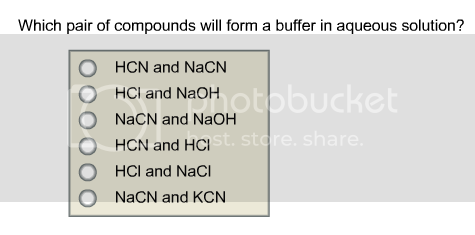 Which pair of compounds will form a buffer in aqueous solution