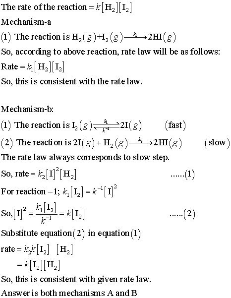 (a) which of these mechanisms are consistent with the observed rate law?
