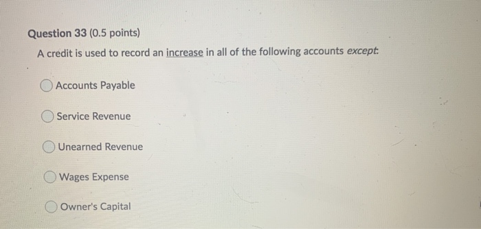 A credit is used to record an increase in all of the following accounts except: